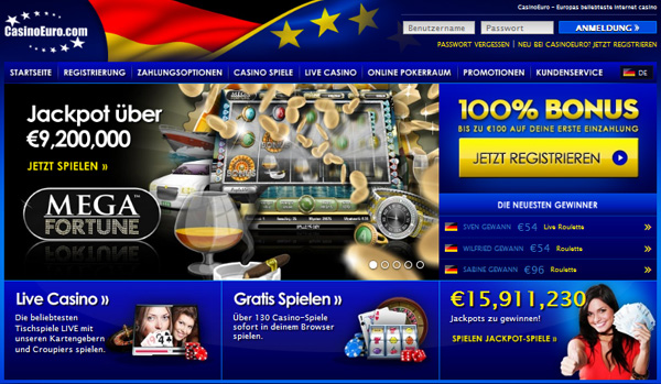 Casino Euro - Mega Fortune Jackpot bei über 9,2 Mio. Euro