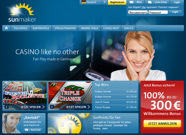 Sunmaker Casino - 300 Euro Bonus